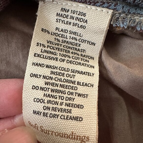 Soft Surroundings Rosebay Embroidered Velvet Floral Plaid Shirt 2X 2XL Blouse - Picture 7 of 8